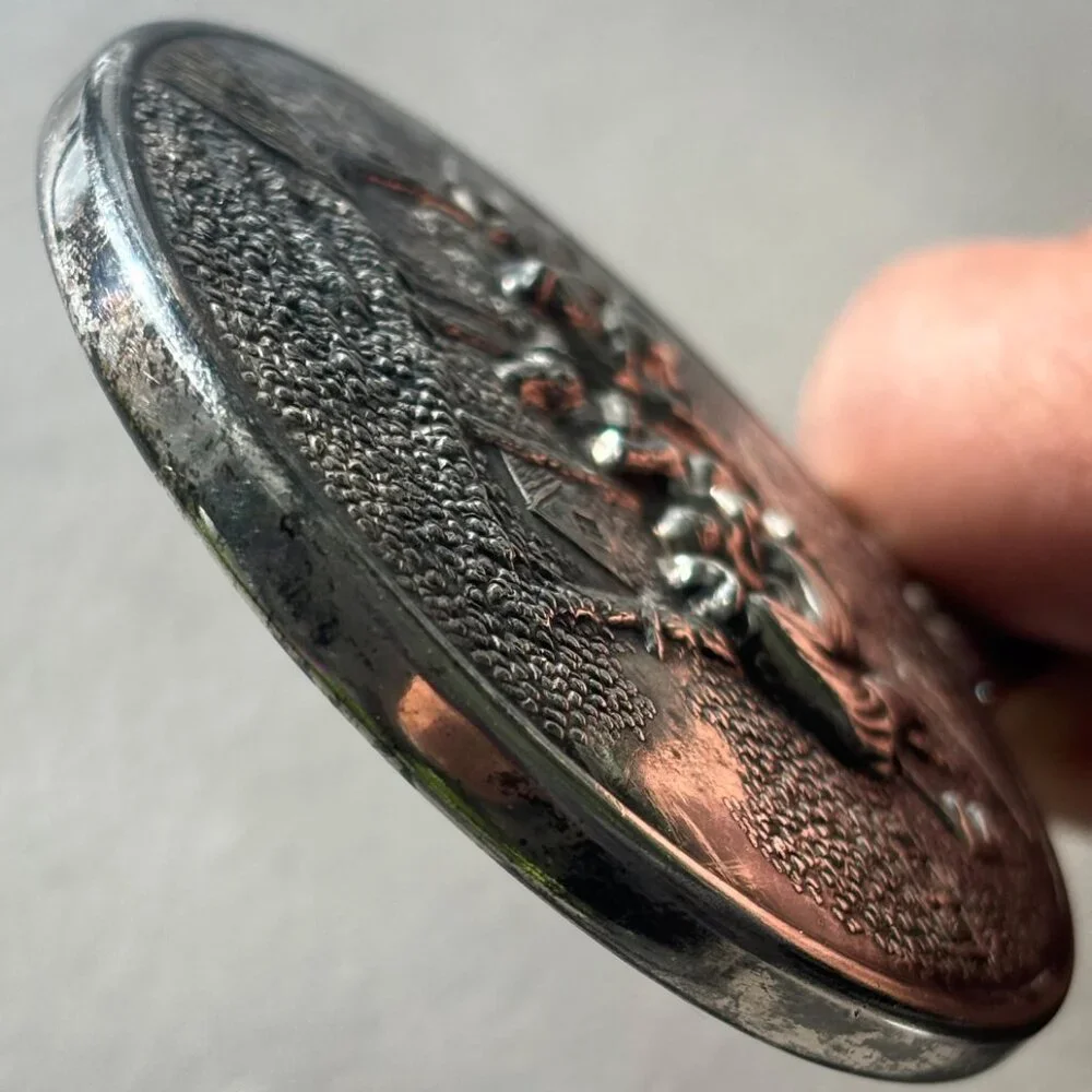 Vintage Hans Jensen Denmark Silver Plated Hand Mirror Repoussé Stamped Danish - Picture 11 of 13
